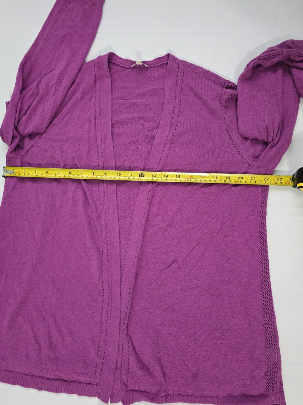 Talbots Women's XL Regular Solid Purple Knit Open Front Long Sleeve Cardigan - Picture 8 of 14